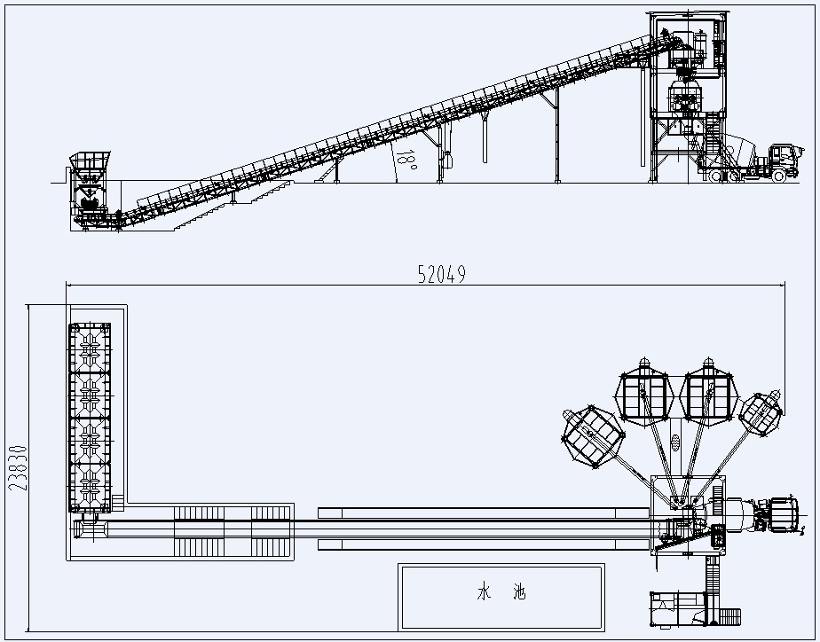 HZS120 مصنع خلط الخرسانة رسم